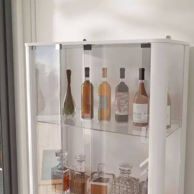 Rocce per bicchieri da whisky/vino moderne, vetrinetta, mensola espositiva per liquori, illuminazione a LED, alta da terra per bar di casa e soggiorno