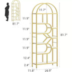 Libreria a 6 ripiani ad arco - Scaffale geometrico alto 207 cm per casa e ufficio - Scaffale moderno per libri, dischi in vinile, decorazioni