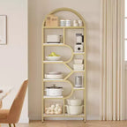 Libreria a 6 ripiani ad arco - Scaffale geometrico alto 207 cm per casa e ufficio - Scaffale moderno per libri, dischi in vinile, decorazioni