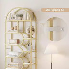 Libreria a 6 ripiani ad arco - Scaffale geometrico alto 207 cm per casa e ufficio - Scaffale moderno per libri, dischi in vinile, decorazioni