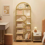 Libreria a 6 ripiani ad arco - Scaffale geometrico alto 207 cm per casa e ufficio - Scaffale moderno per libri, dischi in vinile, decorazioni