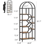 Libreria a 6 ripiani ad arco - Scaffale geometrico alto 207 cm per casa e ufficio - Scaffale moderno per libri, dischi in vinile, decorazioni
