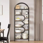 Libreria a 6 ripiani ad arco - Scaffale geometrico alto 207 cm per casa e ufficio - Scaffale moderno per libri, dischi in vinile, decorazioni