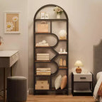 Libreria a 6 ripiani ad arco - Scaffale geometrico alto 207 cm per casa e ufficio - Scaffale moderno per libri, dischi in vinile, decorazioni