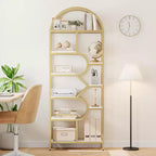Libreria a 6 ripiani ad arco - Scaffale geometrico alto 207 cm per casa e ufficio - Scaffale moderno per libri, dischi in vinile, decorazioni