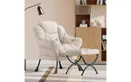 Poltrona relax con pouf, poltrone moderne con poggiapiedi, braccioli, tasca laterale, comoda sedia divano per la lettura per soggiorno