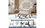 Poltrona relax con pouf, poltrone moderne con poggiapiedi, braccioli, tasca laterale, comoda sedia divano per la lettura per soggiorno