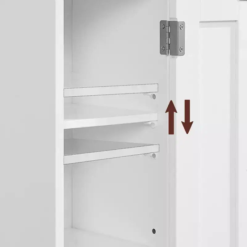 Mobiletto salvaspazio da bagno stretto con ripiani regolabili e anta, Organizzatore da pavimento per carta igienica e articoli da toeletta, Design anti-ribaltamento