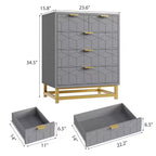 Cassettiera a 5 cassetti - Comò moderno grigio con base in metallo per camera da letto/soggiorno/cabina armadio (mobile contenitore, dimensioni non specificate)