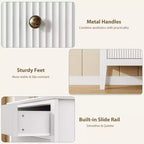 Comodino con 3 cassetti scanalati, comodino da 80 cm per camera da letto, cassettiera moderna in legno, comodino grande verniciato con 3 cassetti