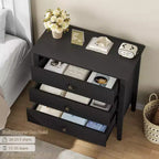 Comodino con 3 cassetti scanalati, comodino da 80 cm per camera da letto, cassettiera moderna in legno, comodino grande verniciato con 3 cassetti