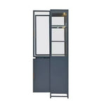 Credenza a Buffet Alta con Anta in Vetro e LED, Scaffali in Acciaio, Mobile Dispensa per Cucina/Ingresso/Soggiorno/Ufficio