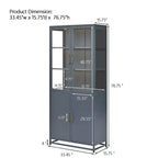 Credenza a Buffet Alta con Anta in Vetro e LED, Scaffali in Acciaio, Mobile Dispensa per Cucina/Ingresso/Soggiorno/Ufficio