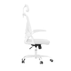 Sedia Ergonomica da Ufficio per Casa - Con Poggiatesta, Braccioli Ribaltabili e Supporto Lombare Regolabile (Bianca)
