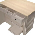 Isola da Cucina con Cassetti, Carrello da Cucina su Ruote con Presa Elettrica, Isole Portatili in Legno Massello su Ruote con Armadietto e Cassetti