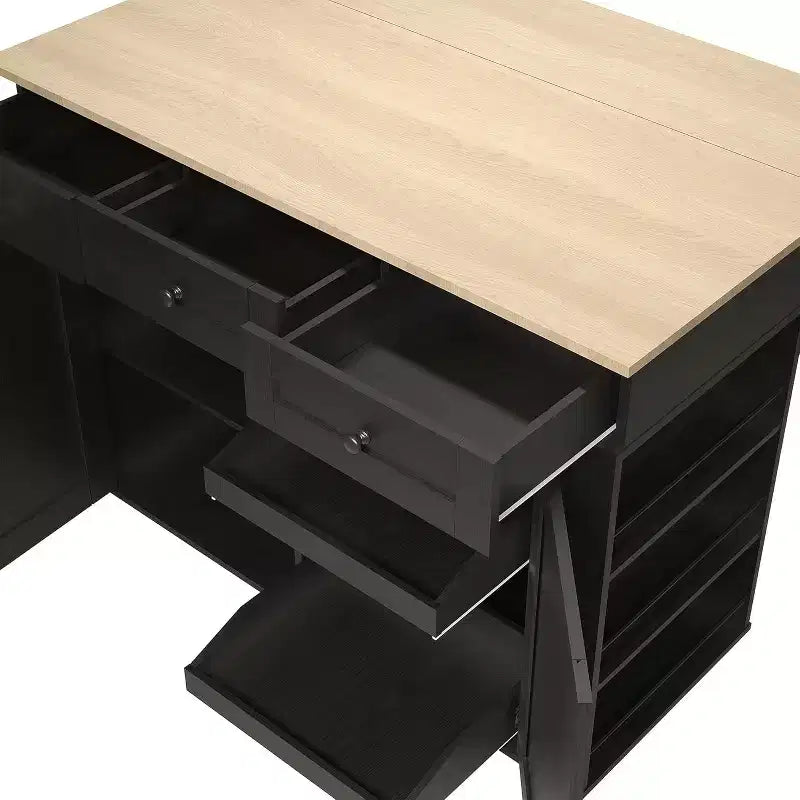 Isola da Cucina con Cassetti, Carrello da Cucina su Ruote con Presa Elettrica, Isole Portatili in Legno Massello su Ruote con Armadietto e Cassetti