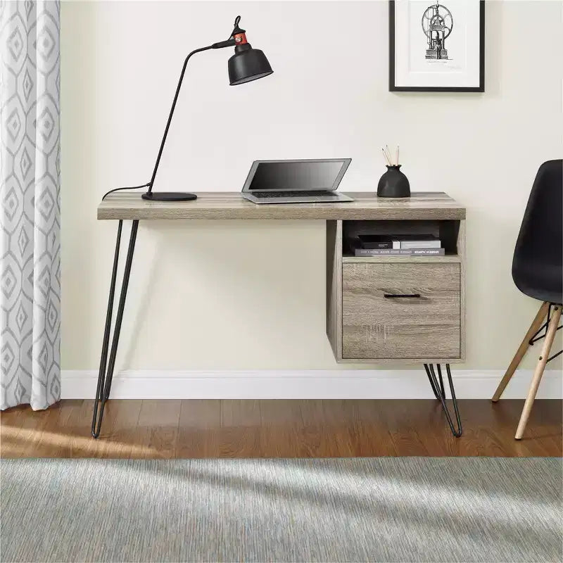 Scrivania moderna da 45 con cassetto e gambe in metallo