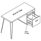 Scrivania moderna da 45 con cassetto e gambe in metallo