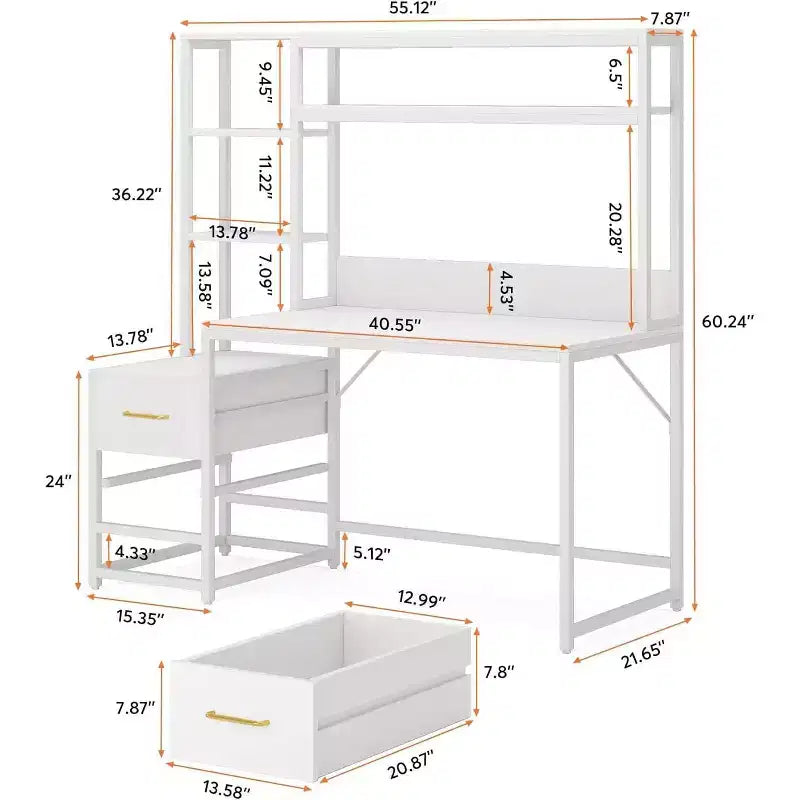 Scrivania ad Angolo Moderna per Computer con Mensole Aperte, Scrivania Multifunzionale per Studio, Ufficio, Studio