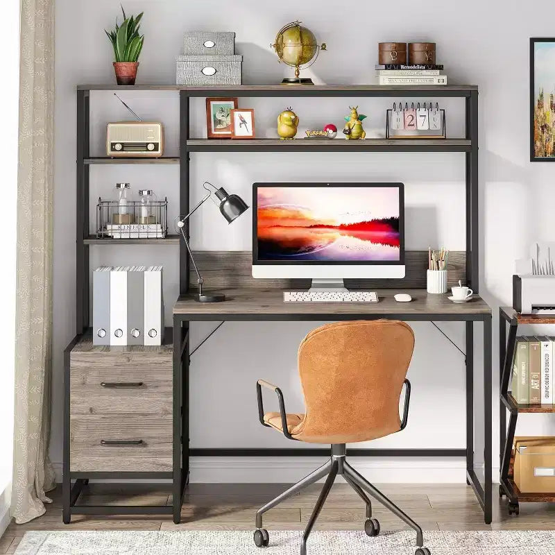 Scrivania ad Angolo Moderna per Computer con Mensole Aperte, Scrivania Multifunzionale per Studio, Ufficio, Studio