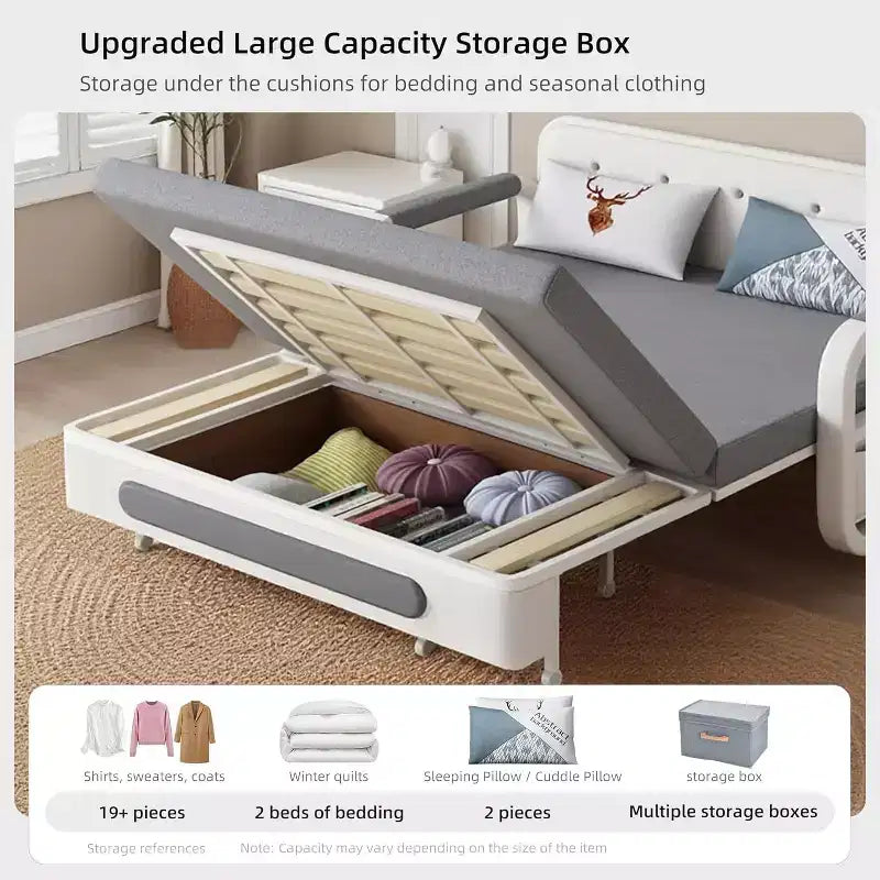 Gaoyangjiaju Divano letto multifunzione 3-in-1 con mobile contenitore in legno