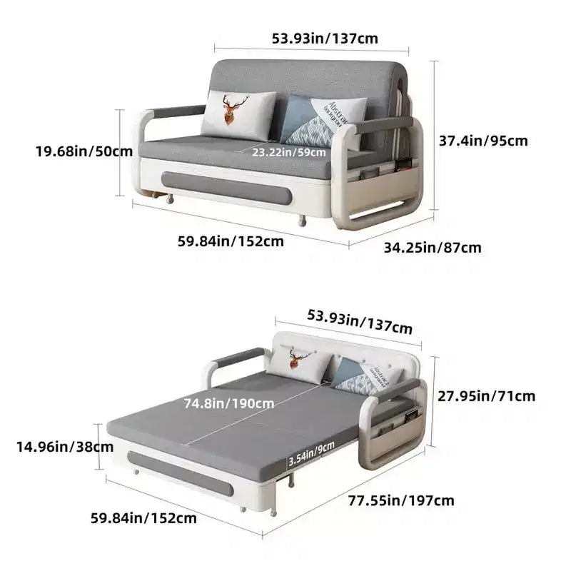 Gaoyangjiaju Divano letto multifunzione 3-in-1 con mobile contenitore in legno