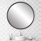 Specchio rotondo da parete decorativo da toeletta, moderno con cornice in ferro grigio nero anticato, largo 44 cm, per bagno, camera da letto, soggiorno