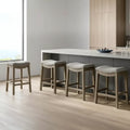 Sgabello da bancone senza schienale a sella, rovere di recupero, grigio, confezione da 2