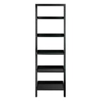 Scaffale obliquo Bellamy da 69.36" Nero - Winsome: 5 ripiani, salvaspazio, legno massello, libreria da fissare a parete