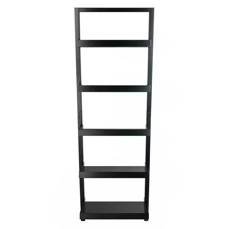 Scaffale obliquo Bellamy da 69.36" Nero - Winsome: 5 ripiani, salvaspazio, legno massello, libreria da fissare a parete