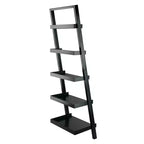 Scaffale obliquo Bellamy da 69.36" Nero - Winsome: 5 ripiani, salvaspazio, legno massello, libreria da fissare a parete