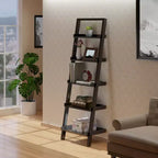 Scaffale obliquo Bellamy da 69.36" Nero - Winsome: 5 ripiani, salvaspazio, legno massello, libreria da fissare a parete