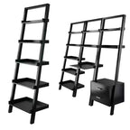 Scaffale obliquo Bellamy da 69.36" Nero - Winsome: 5 ripiani, salvaspazio, legno massello, libreria da fissare a parete