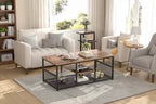 VECELO 39.4 Inch Rectangle Coffee Table with Storage Shelf, Industrial Entertainment Center Television Table