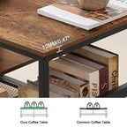 Tavolino Rettangolare da Caffè da 100 cm con Ripiano Contenitore, Tavolo TV Multimediale Stile Industriale