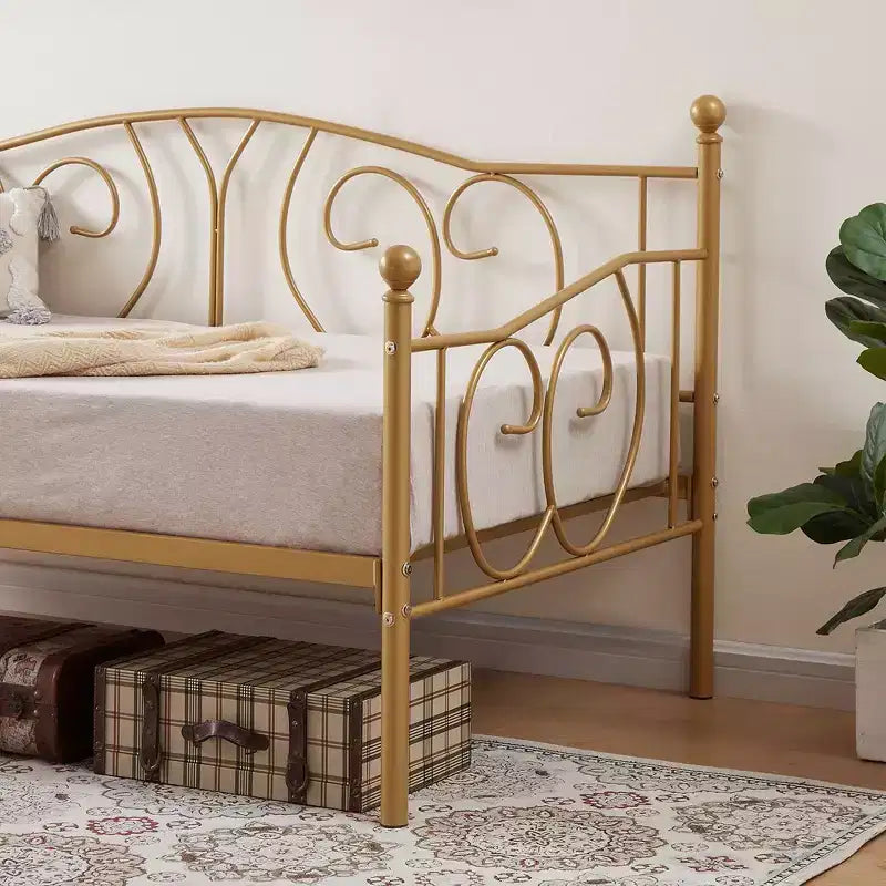 Struttura Letto a Giorno Matrimoniale in Metallo, Divano Letto con Contenitore, Facile da Montare, Non Richiede Rete a Molle