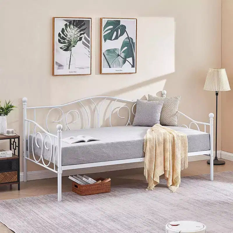 Struttura Letto a Giorno Matrimoniale in Metallo, Divano Letto con Contenitore, Facile da Montare, Non Richiede Rete a Molle
