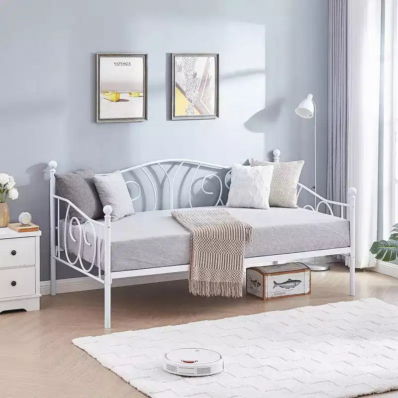 Struttura Letto a Giorno Matrimoniale in Metallo, Divano Letto con Contenitore, Facile da Montare, Non Richiede Rete a Molle